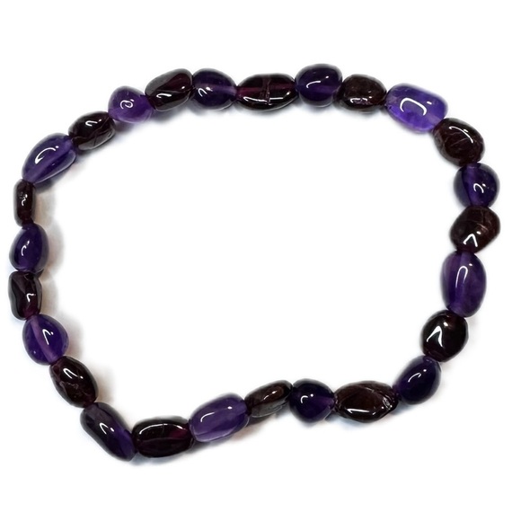 Amethyst Garnet bracelet stretch handmade - Picture 1 of 5